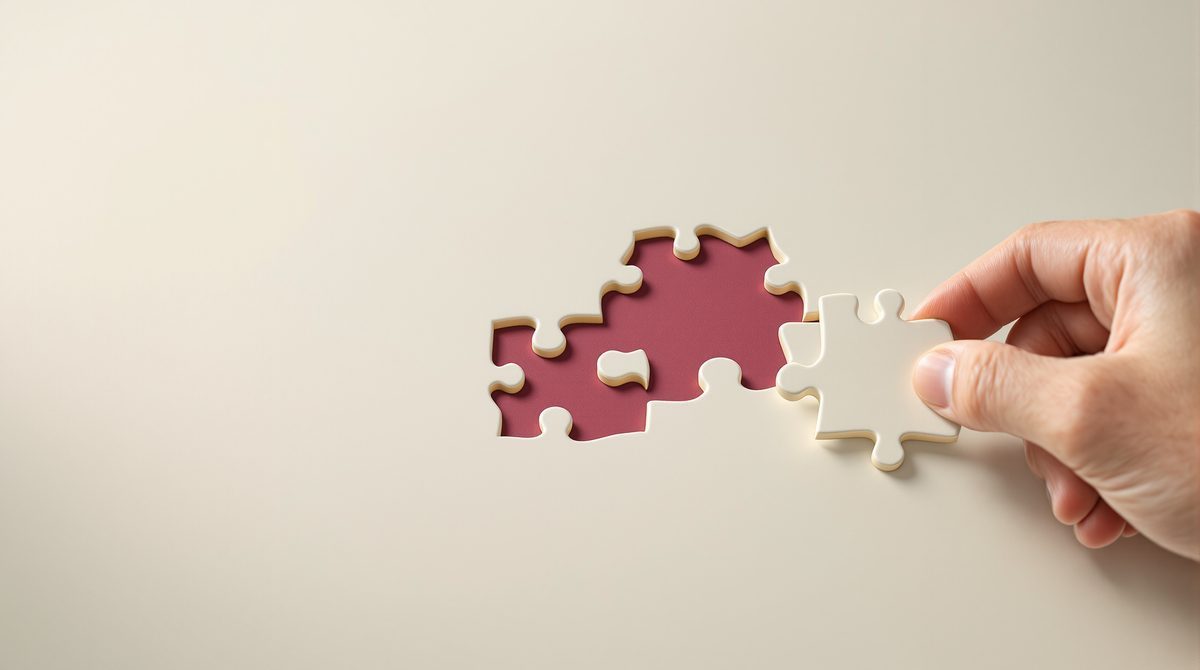 Wikipedia-Eintrag erstellen lassen: Eine Hand setzt das fehlende Puzzleteil ein